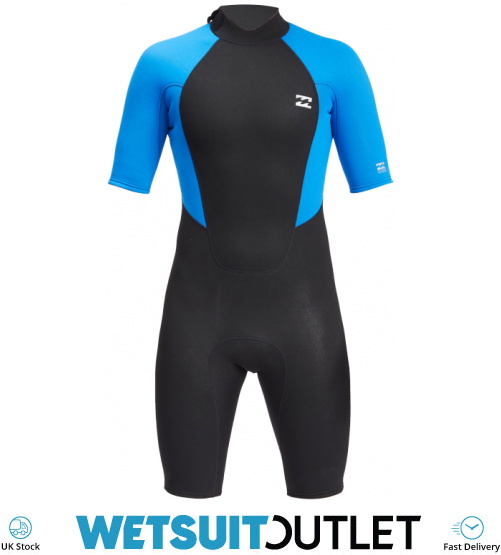 2022 Billabong Mens Intruder 2mm Back Zip Shorty Wetsuit Z42M91 Blue Wetsuits Wetsuit Outlet